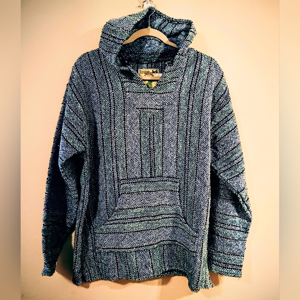 Iguana Jack Mens Baja  Blue Hoodie